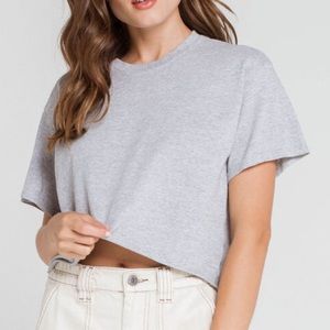 Grey cropped shirt sleeve tee